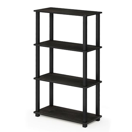 Furinno Furinno 18028EX-BK Turn-S-Tube 4-Tier Multipurpose Shelf Display Rack with Square Tube - Espresso & Black 18028EX/BK